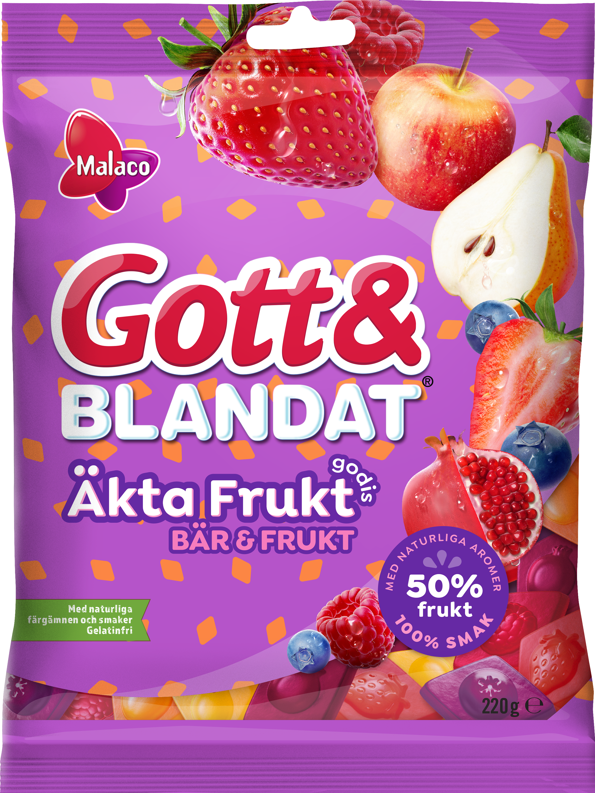 Malaco Gott & Blandat "Real Fruit-Candy" Berries & Fruit 220g