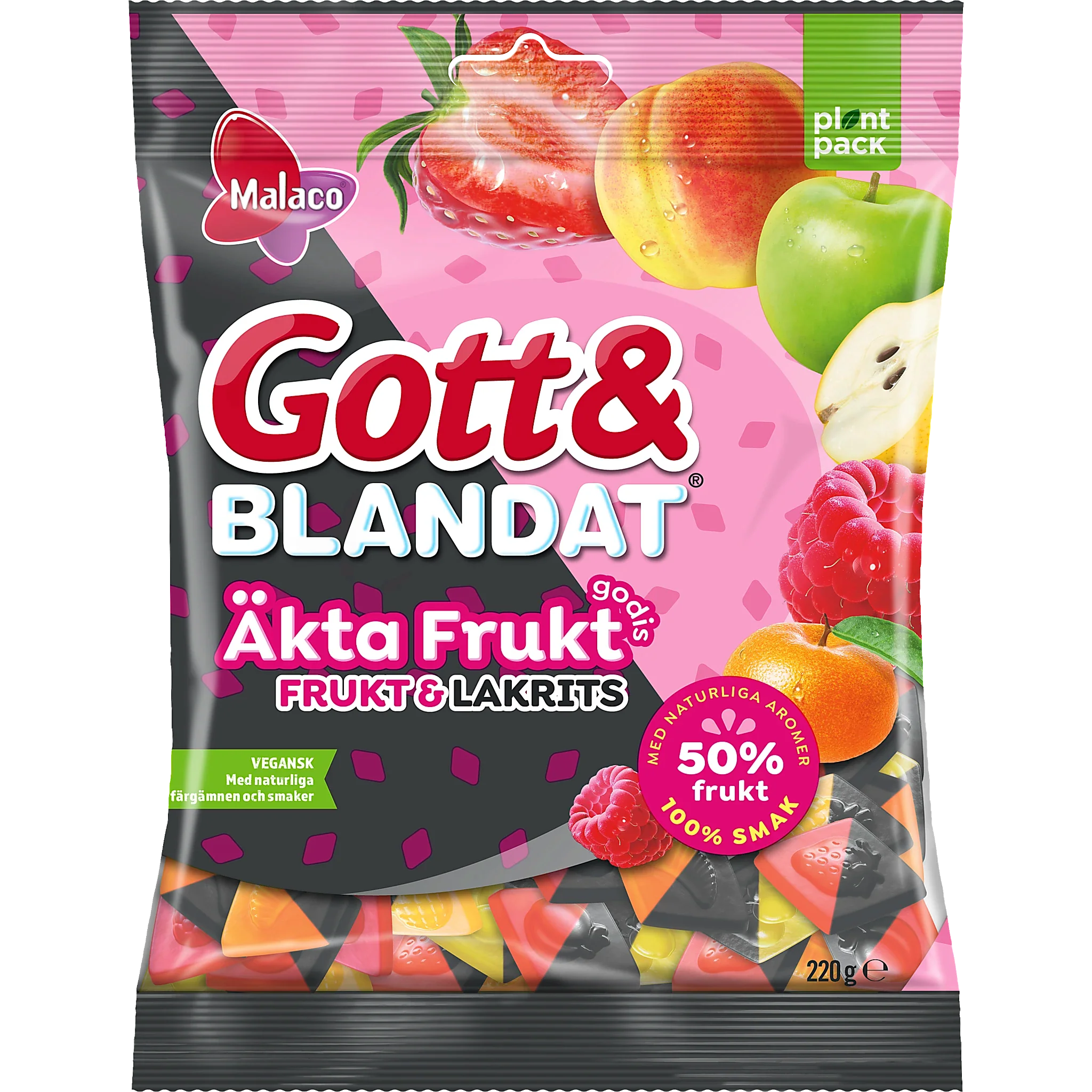 Malaco Gott &amp; Blandat „Real Fruit-Candy“ Obst &amp; Lakritze by Swedish Candy Store