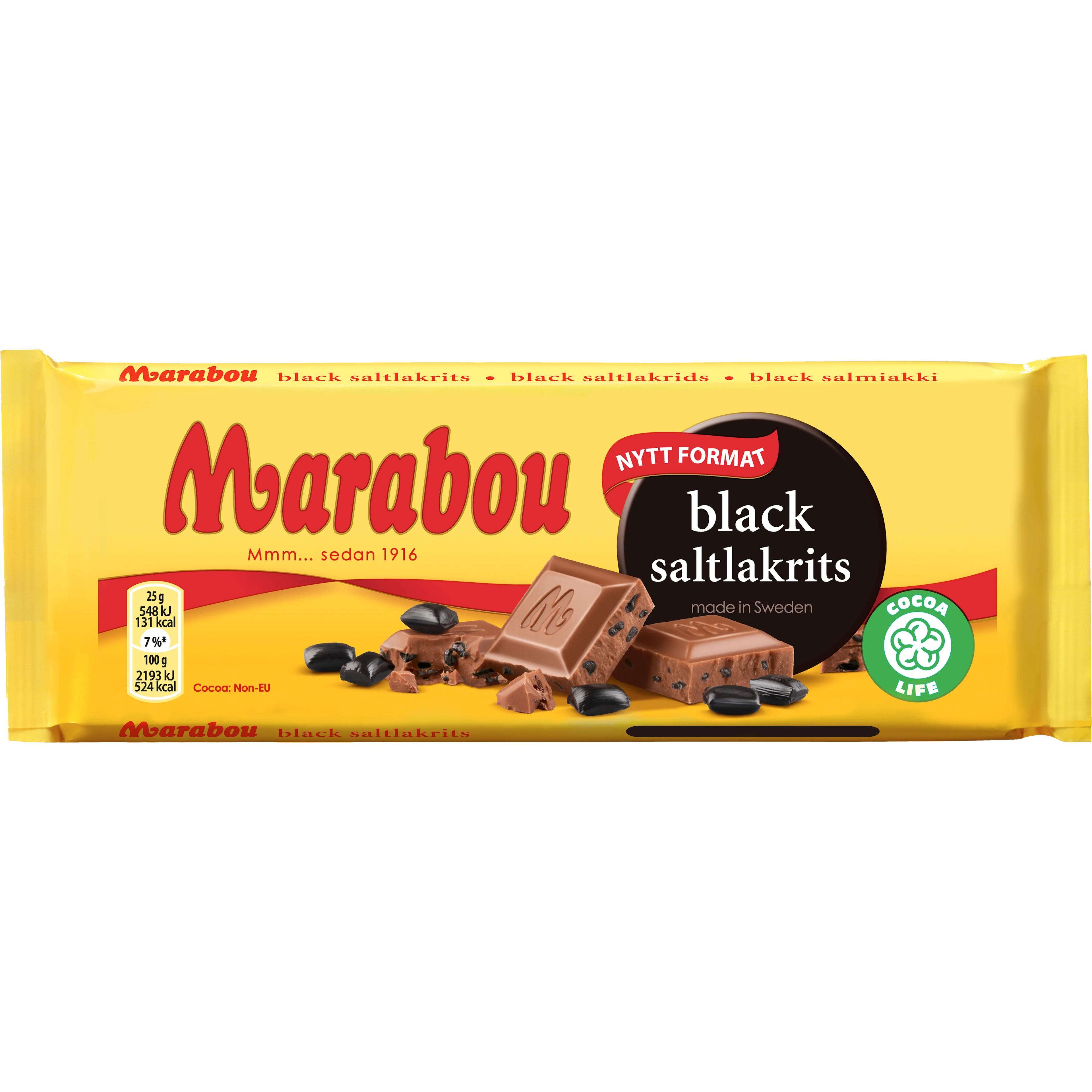 Marabou Milk Chocolate Bar with Crunchy Pieces of Black Salty Licorice